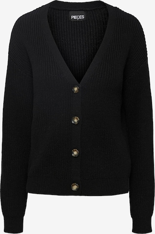 PIECES Knit Cardigan 'Karie' in Black: front
