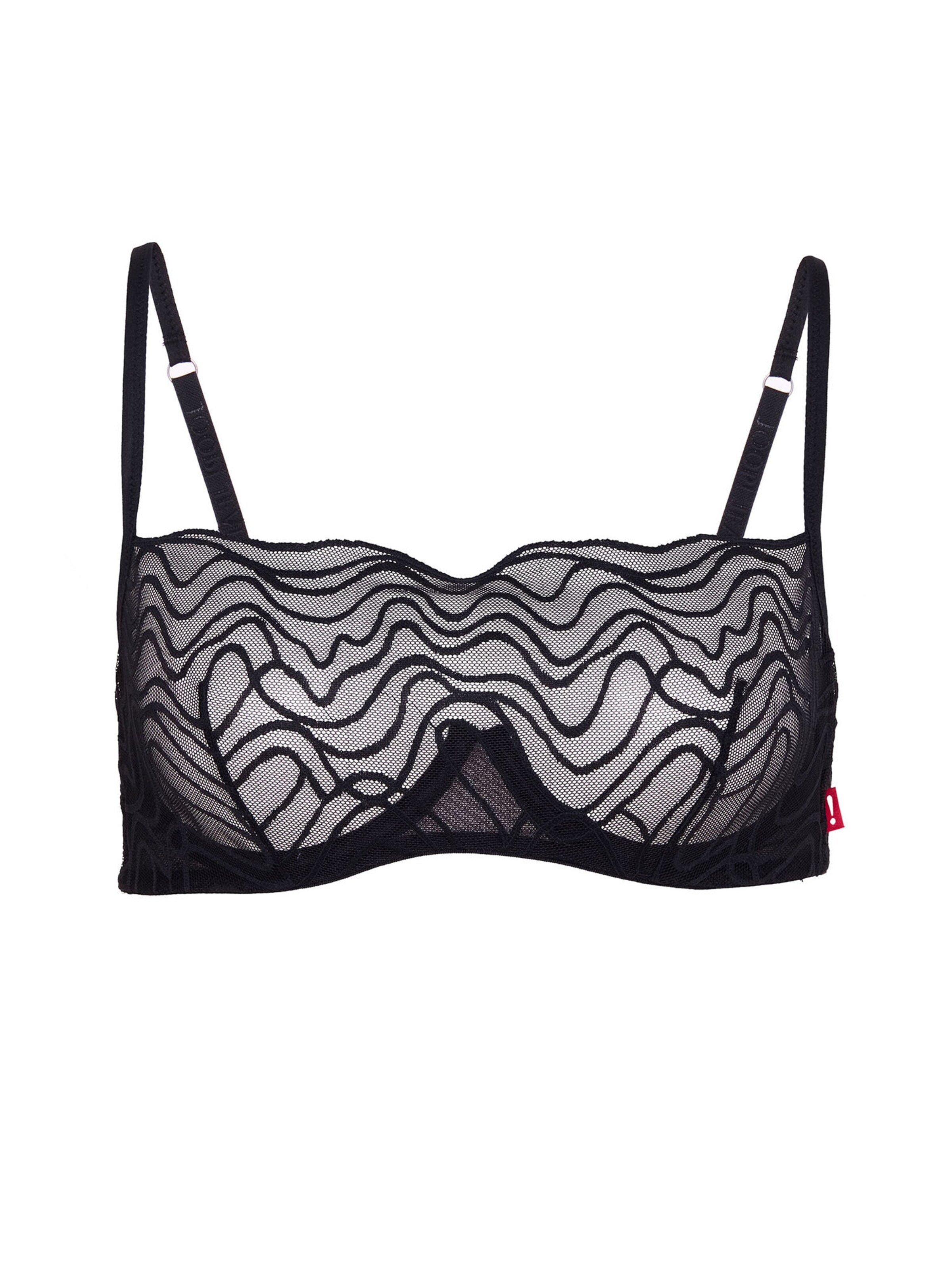 JOOP! Jeans Bralette Bra 'Wave Lace' in Black: front