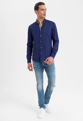 Jimmy Sanders Slim Fit Hemd in Blau