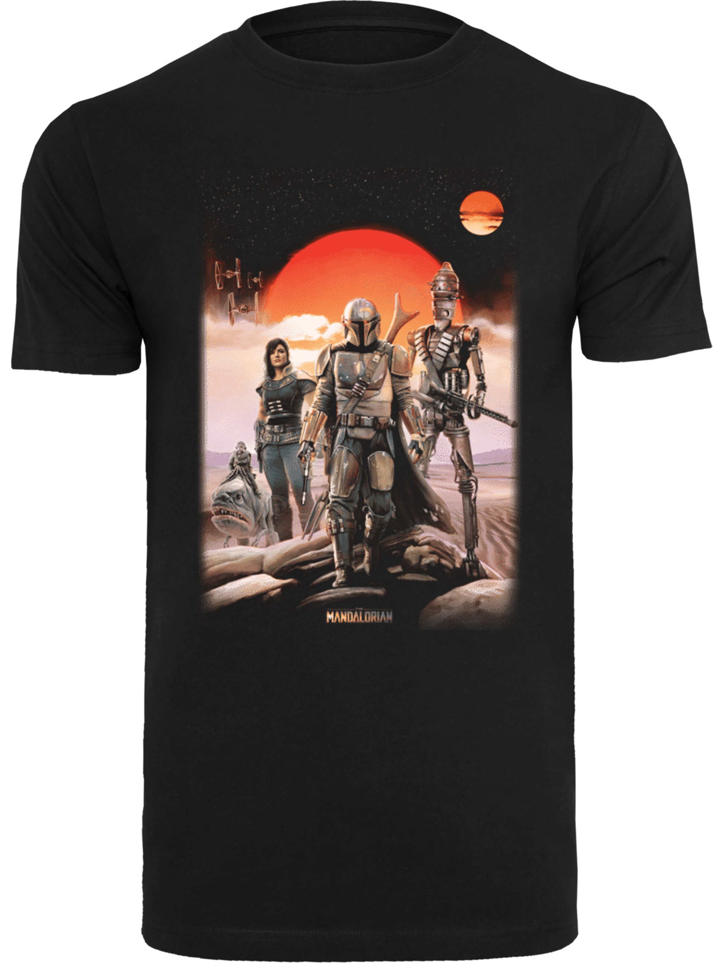 F4NT4STIC Shirt 'Star Wars The Mandalorian Warriors' in Schwarz: Vorderseite