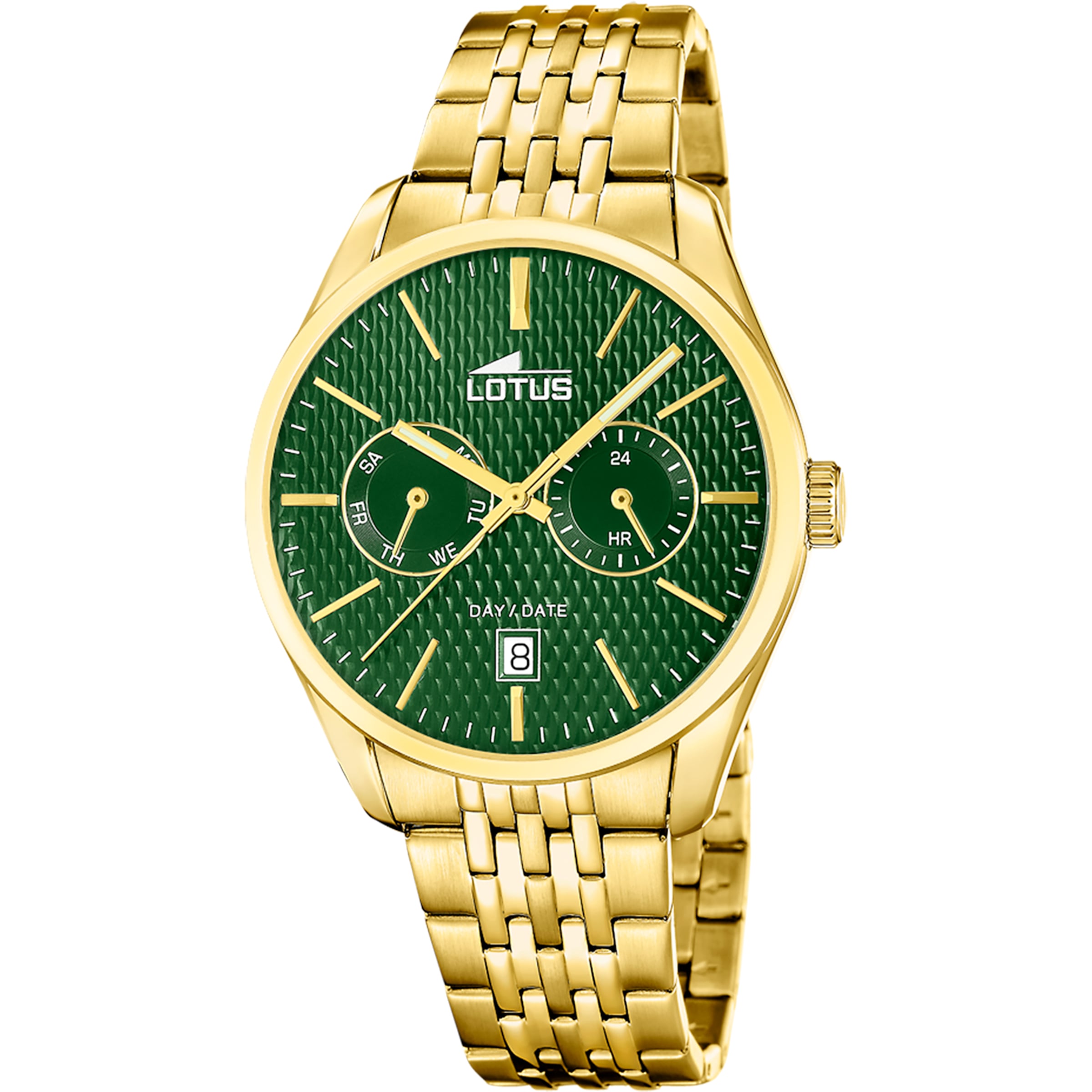 Lotus Analog Watch in Gold: front