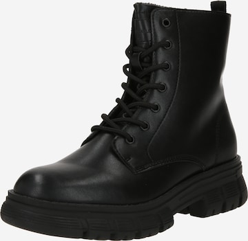 TOM TAILOR Lace-Up Ankle Boots in Black: front