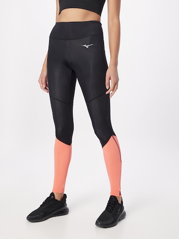 MIZUNO Skinny Workout Pants in Black: front