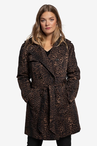 Ulla Popken Between-Seasons Coat in Brown: front