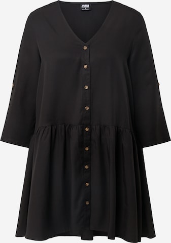 Urban Classics - Vestido camisero en negro: frente