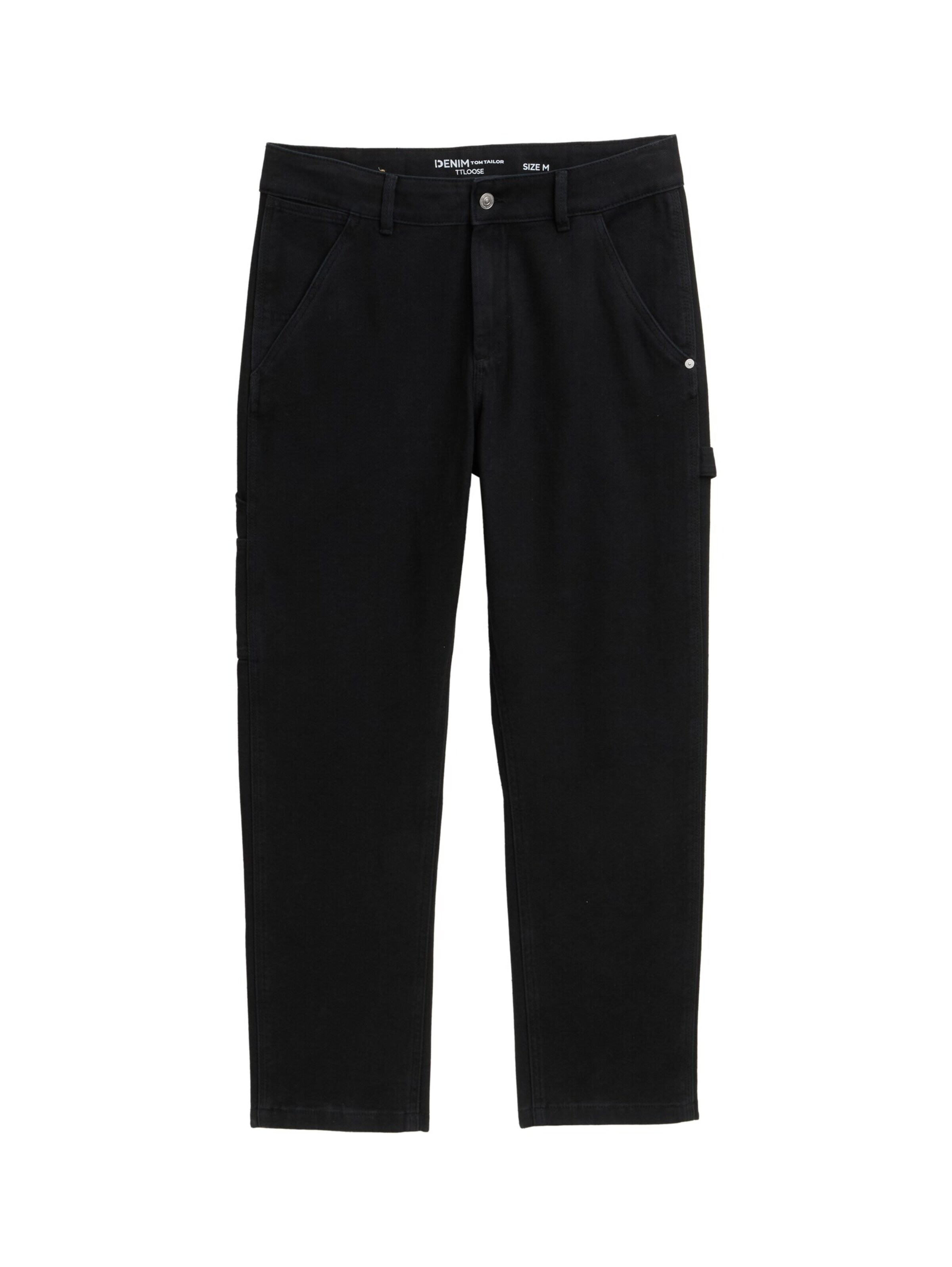 TOM TAILOR DENIM Loosefit Jeans in Zwart: voorkant