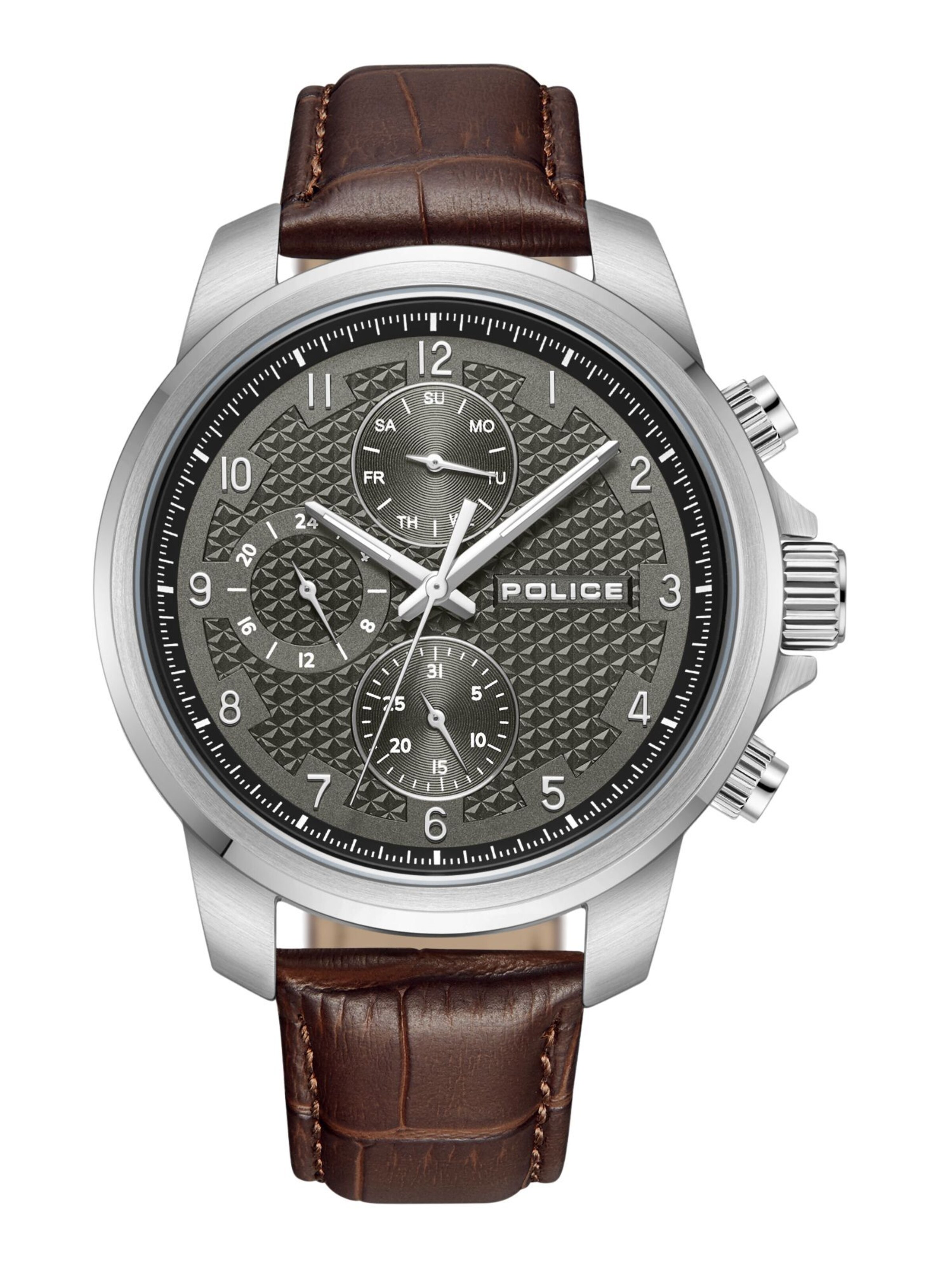 POLICE Uhr 'Mensor' in Braun: Vorderseite