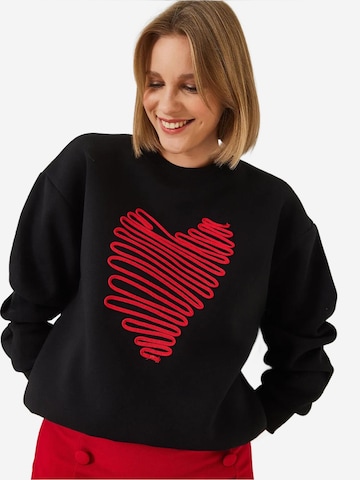 Bianco Lucci Sweatshirt in Zwart: voorkant