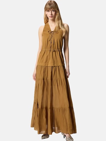 Robe 'PINKO CASARSA ABITO VOILE E GABARDINA ABITO' PINKO en marron : devant
