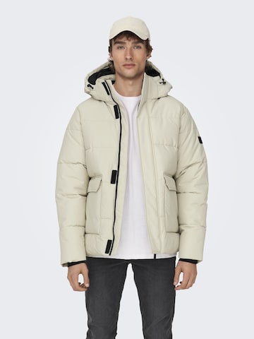 Only & Sons Winter Jacket 'Carl' in Beige: front