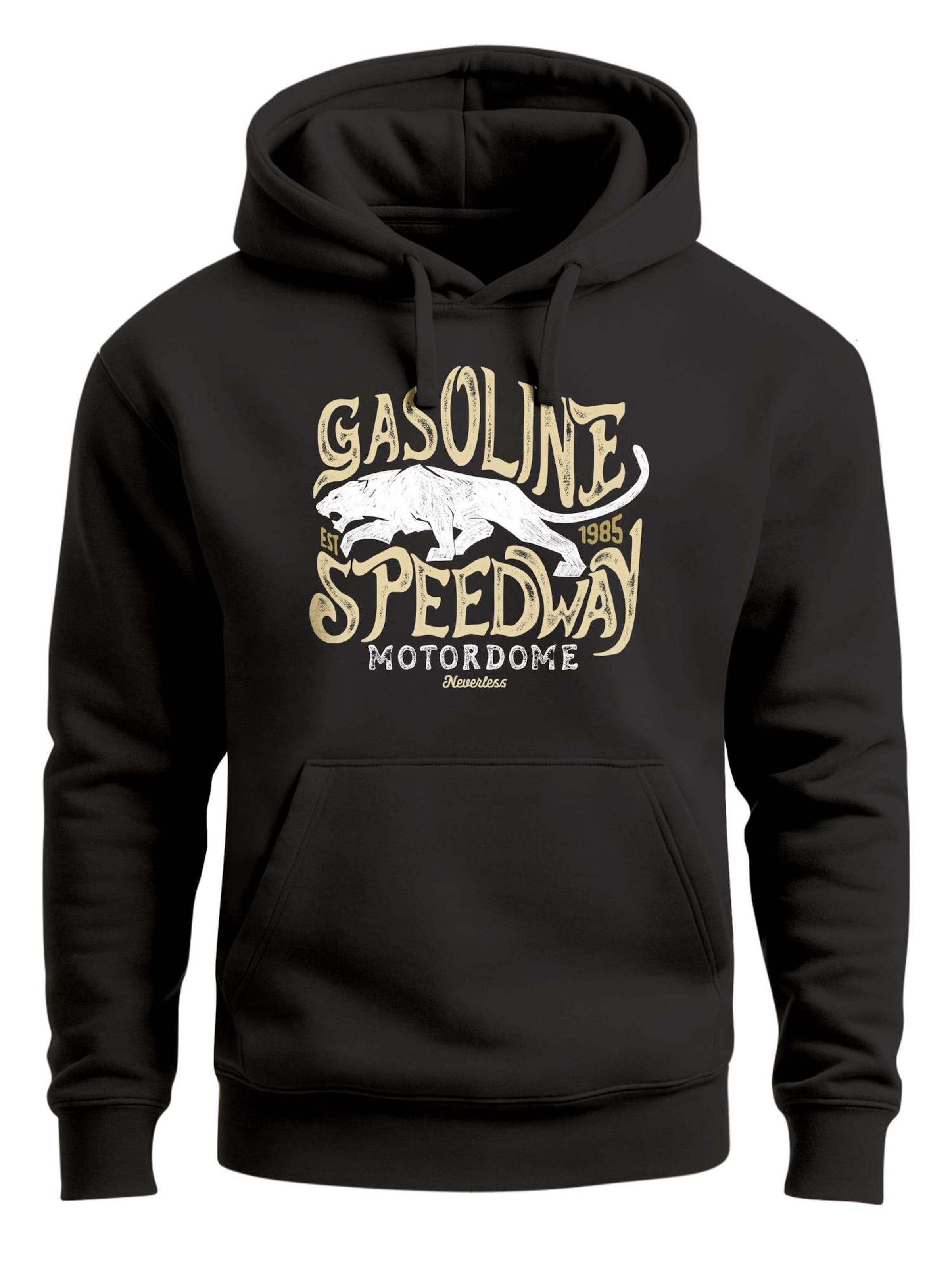 Neverless Sweatshirt 'Panther Gasoline' in Black: front