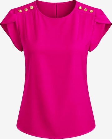 Chemisier 'Short Sleeve Blouse with Decorative Shoulder Buttons' REGINA FASHION en rose : devant