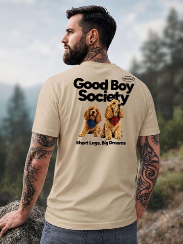 Neverless Shirt 'Good Boy Society' in Beige