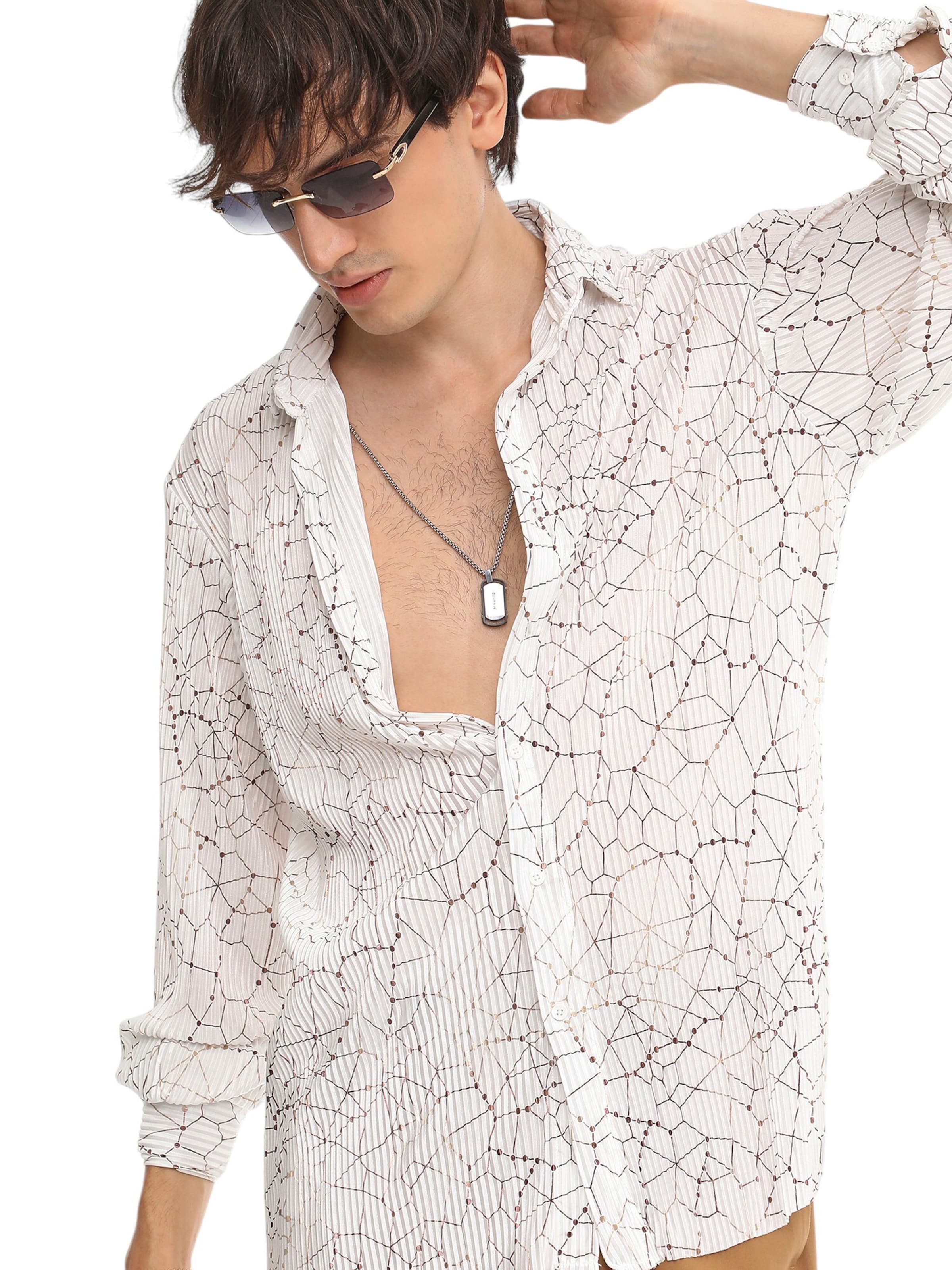 Campus Sutra Regular fit Srajca 'Zavannah' | bela barva