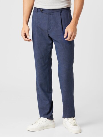 BOSS Black Regular Pleated Pants 'Genius' in Blue: front