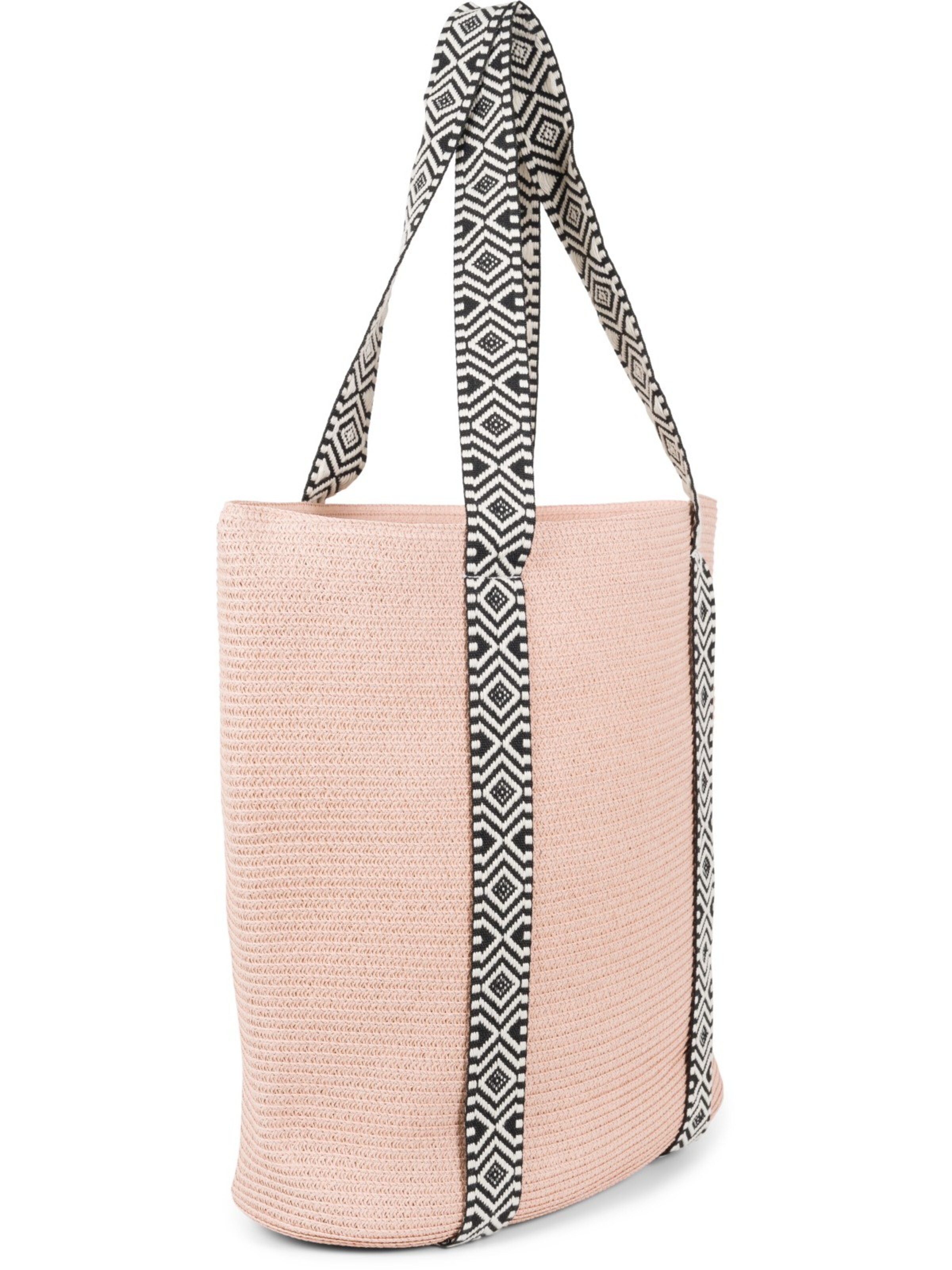 styleBREAKER Beach bag 'Papierstroh Strandtasche Azteken Muster' in Pink
