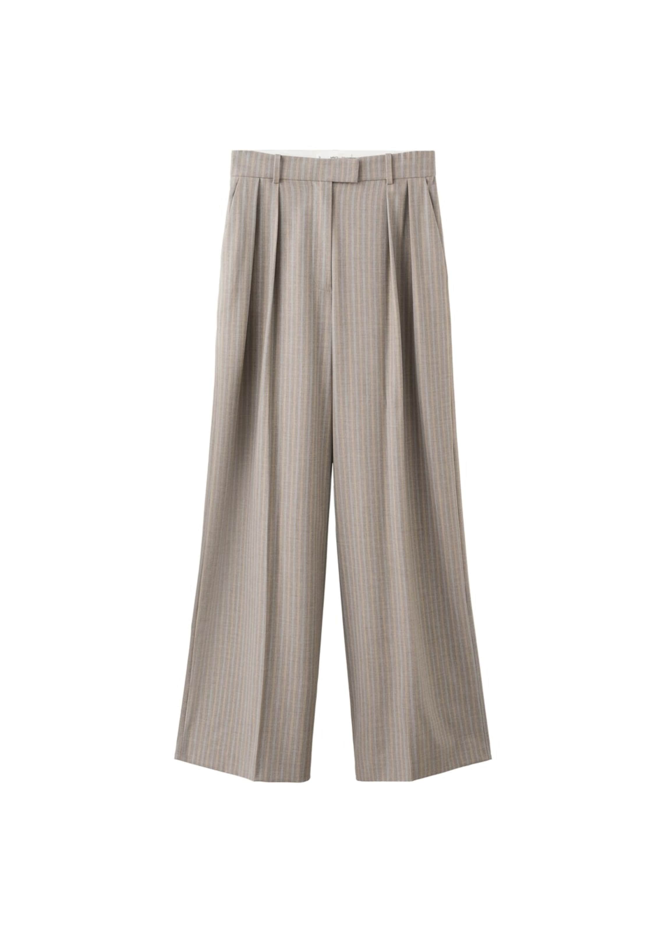 MANGO Wide leg Pleat-Front Pants 'Sol' in Brown: front