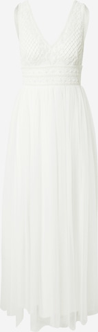 LACE & BEADS - Vestido de noche 'Kreshma' en blanco: frente