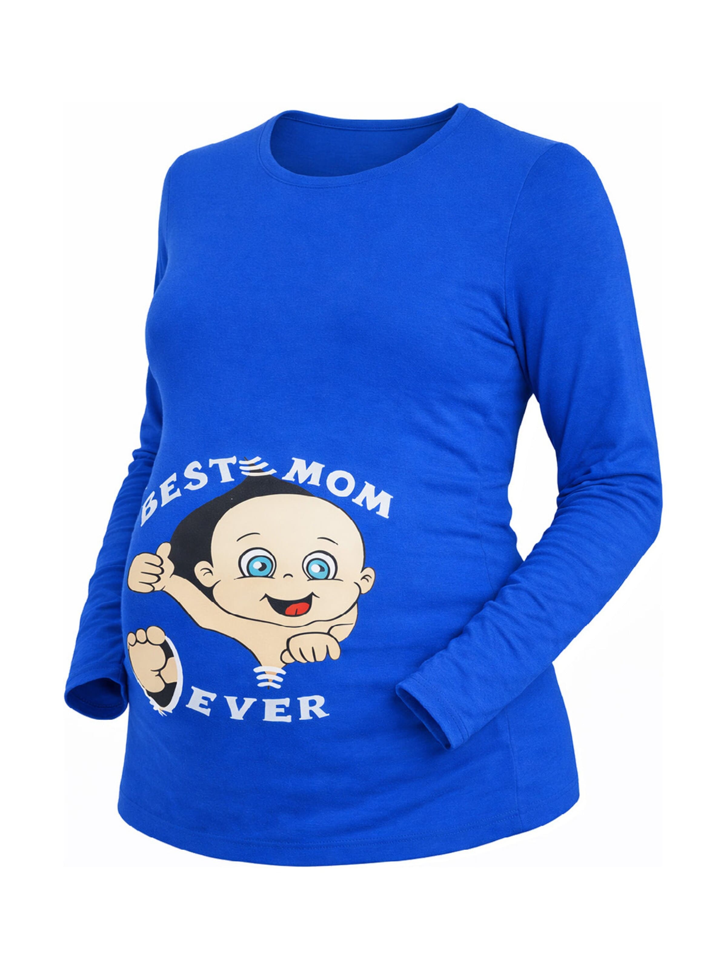 M.M.C. Shirt 'Best Mom Ever Umstandslangarmshirt' in Blue: front