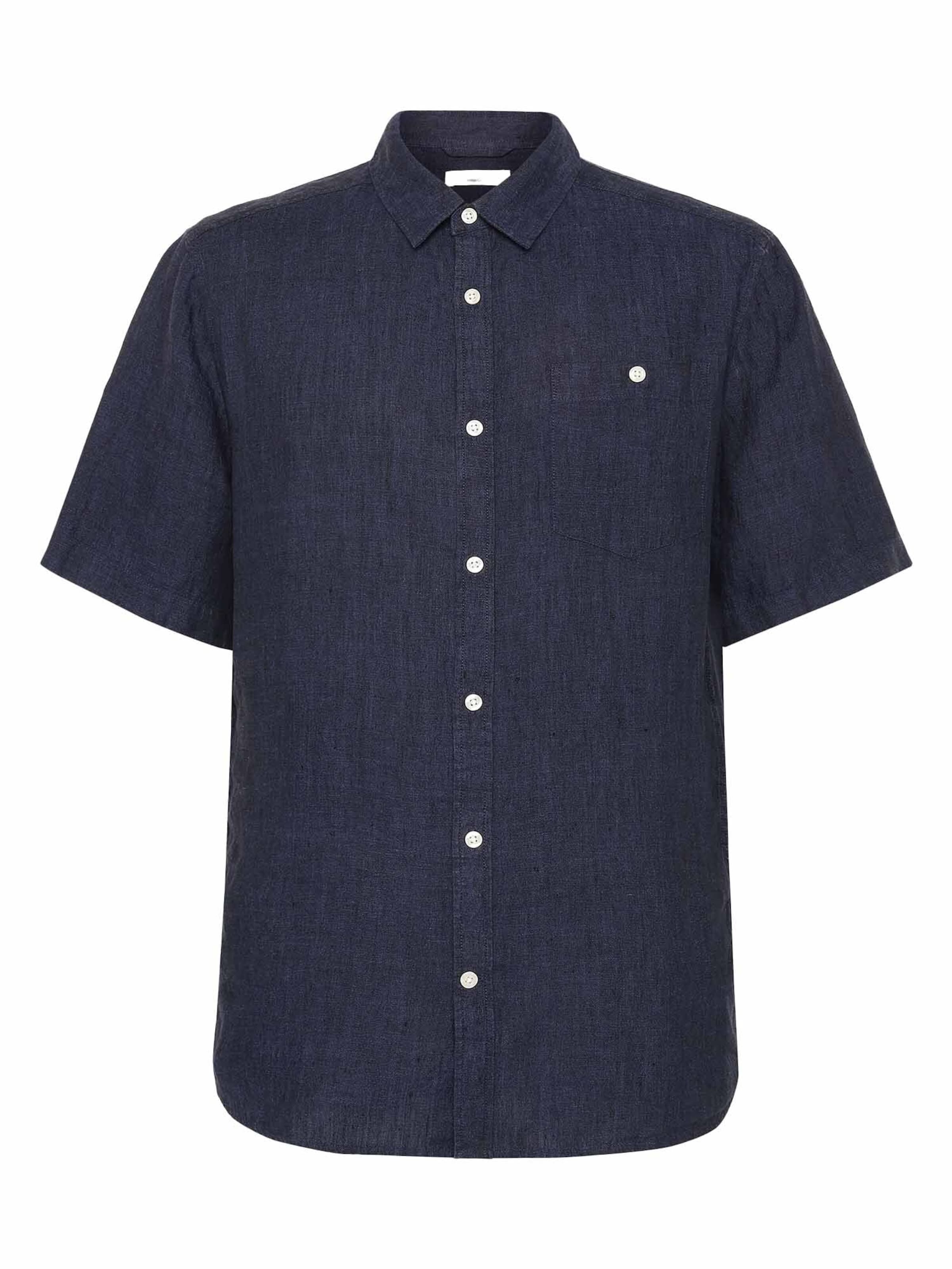 KnowledgeCotton Apparel Regular Fit Hemd in Blau: Vorderseite