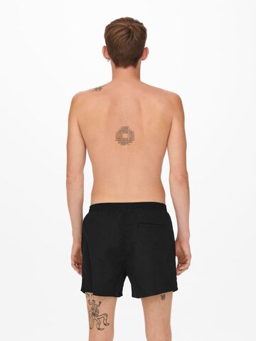 Only & Sons Board Shorts 'ONSTed' in Black