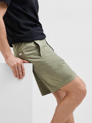 SELECTED HOMME - Regular Calças chino 'KARL SEERSUCKER' em verde