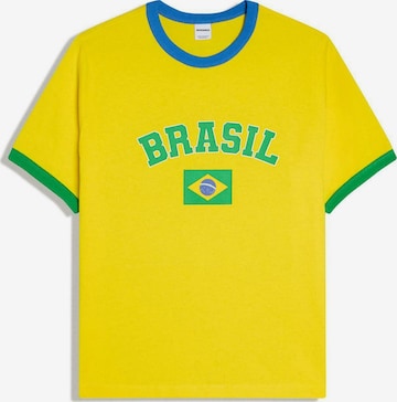 Tricou 'MUNDIAL' de la Bershka pe galben: față