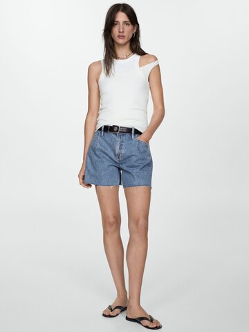 Largi Pantaloni cu cute 'Ibiza' de la MANGO pe albastru