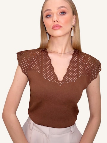 Trend Alaçatı Stili Pulóver - barna: elől