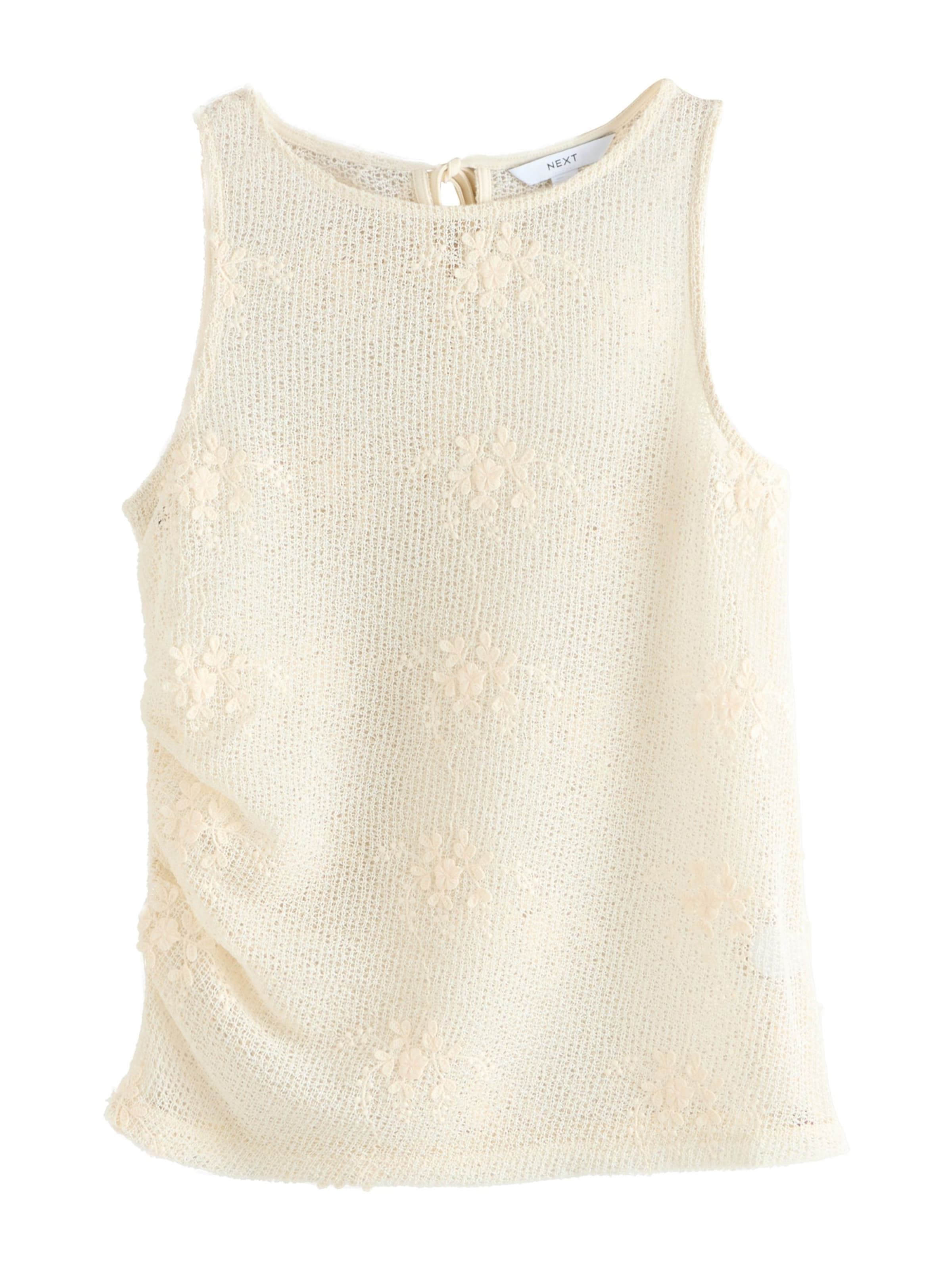 Next Broderad topp i XXS i ecru, Produktvy