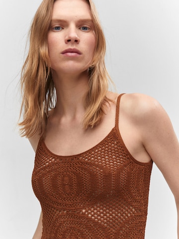 MANGO Knitted Top in Brown