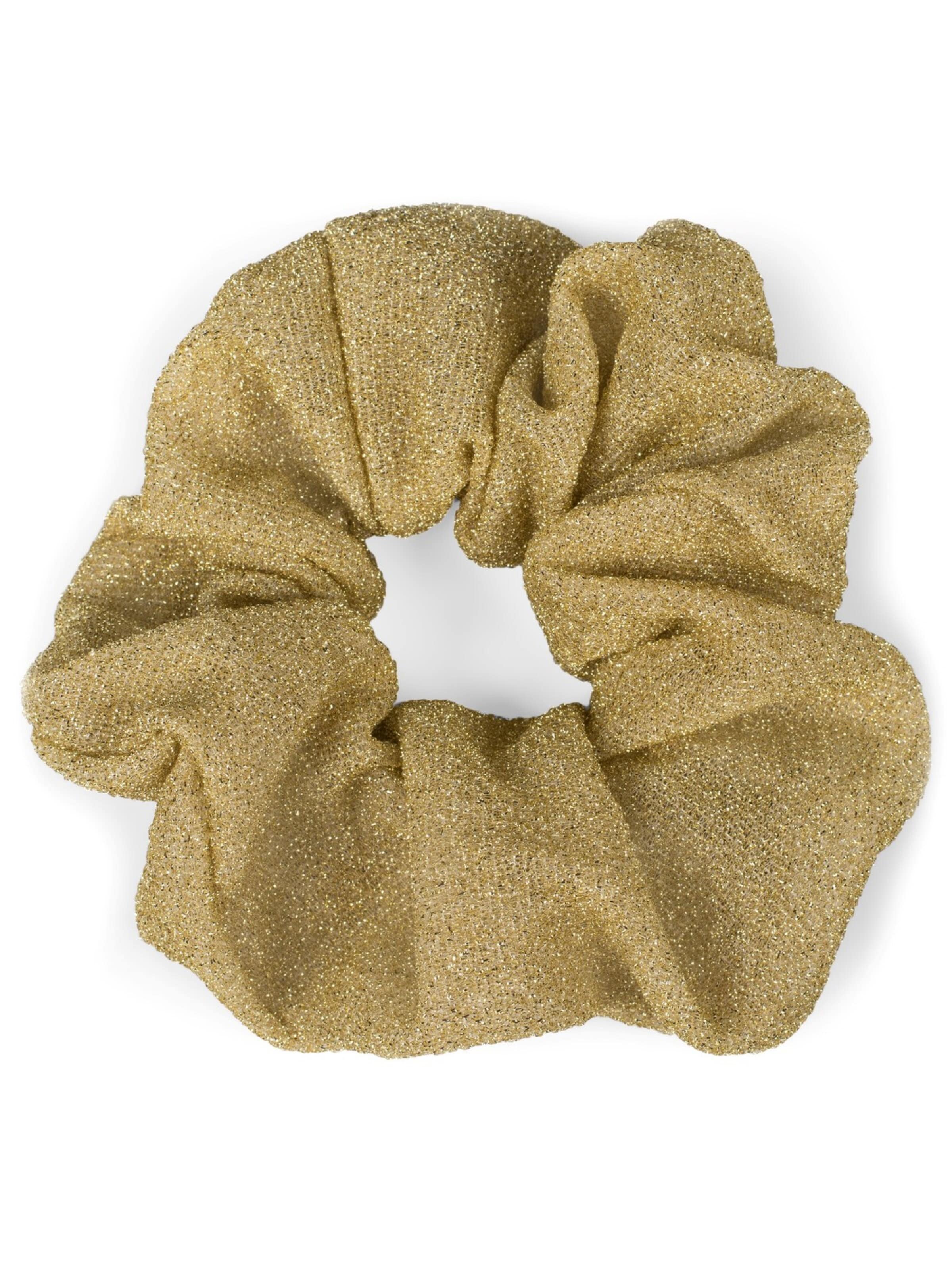 styleBREAKER Haarschmuck 'Glitzer Scrunchie Haargummi'‌‌‌‌‌‌‌‌‌ in Gold: Vorderseite