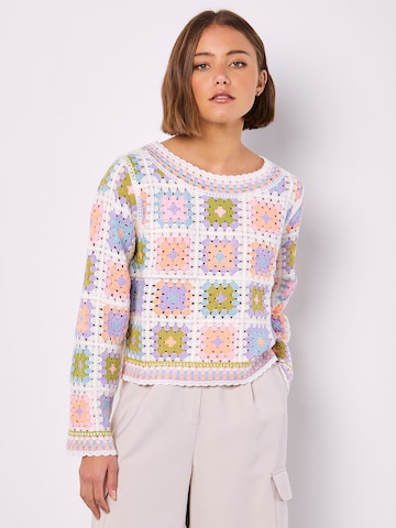 Pull-over ' ' Apricot en bleu : devant