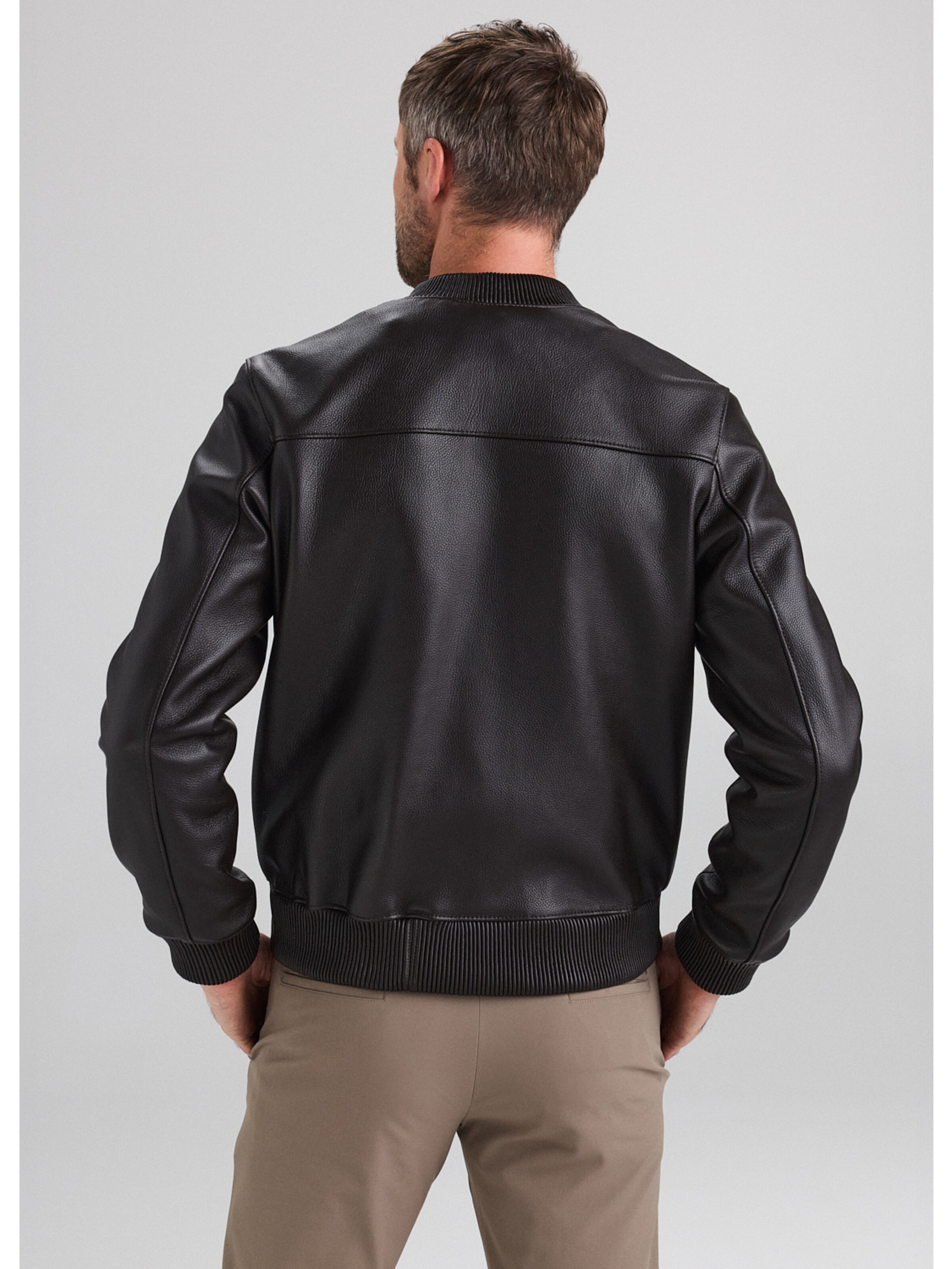 Veste mi-saison 'Leather Jacket with texture' A&A Vesa en marron