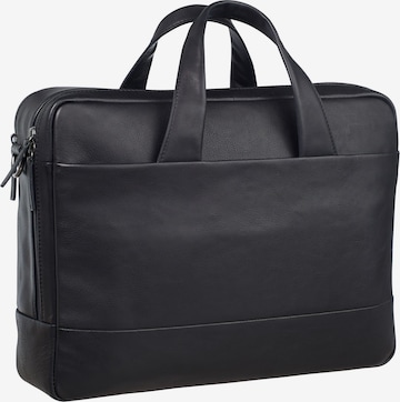 LEONHARD HEYDEN Document Bag 'Hamburg' in Black: front