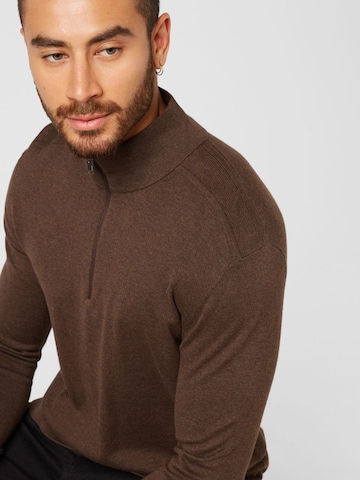 SELECTED HOMME - Regular Fit Pullover 'Berg' em castanho