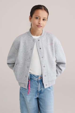 WE Fashion Кофта на молнии в Серый: спереди