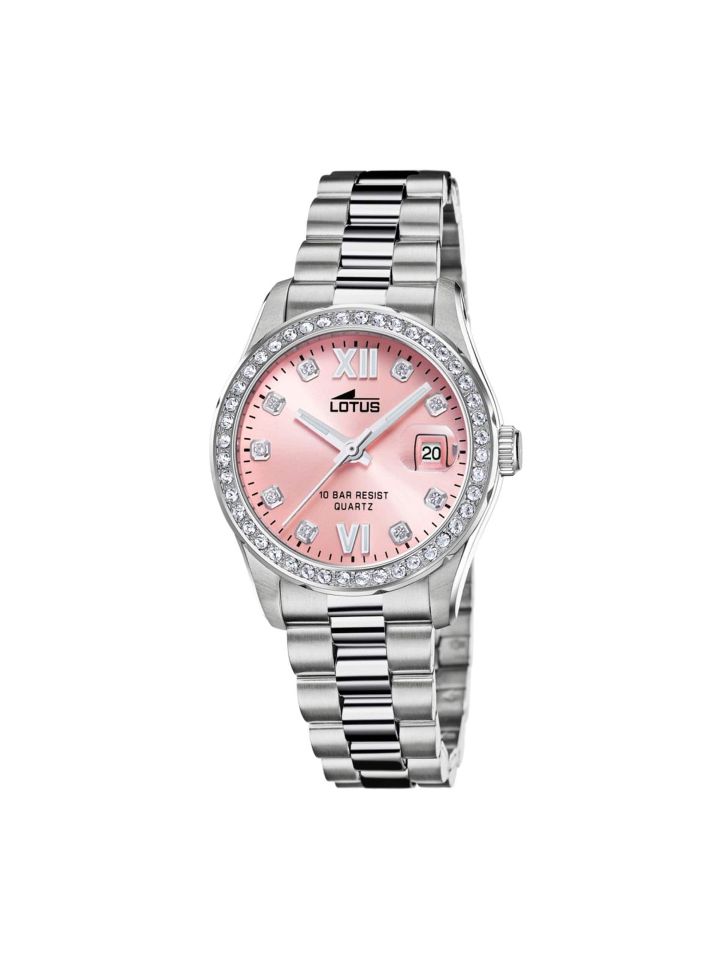Montre à affichage analogique Lotus en rose : devant