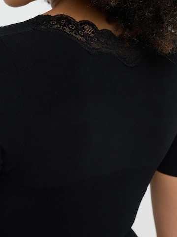 cfab - Body modelador 'Lace T-Shirt Bodysuit Sculpting Shapewear with String' em preto