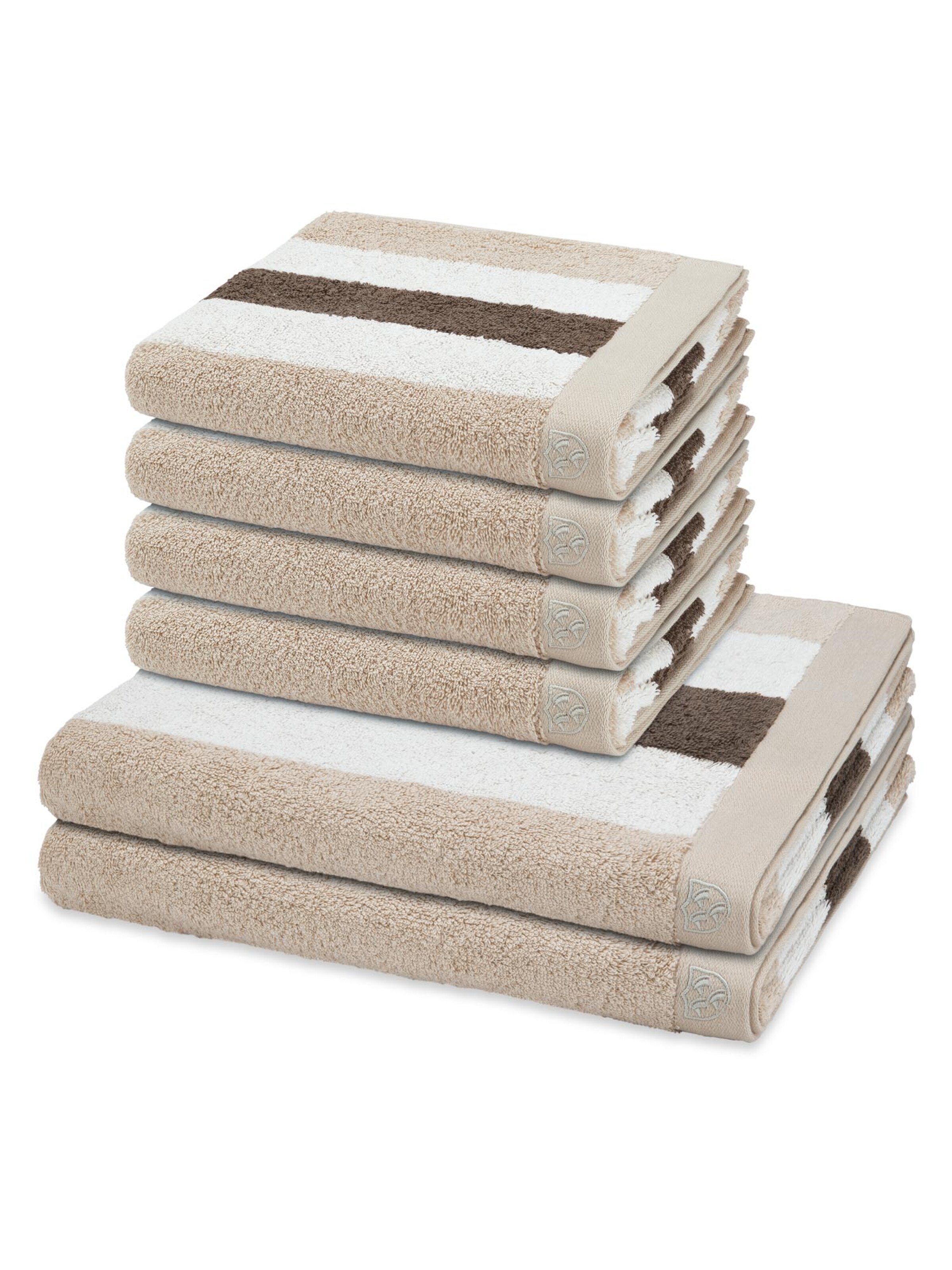 ROSS Towel 'Doubleface Stripes' in Beige: front