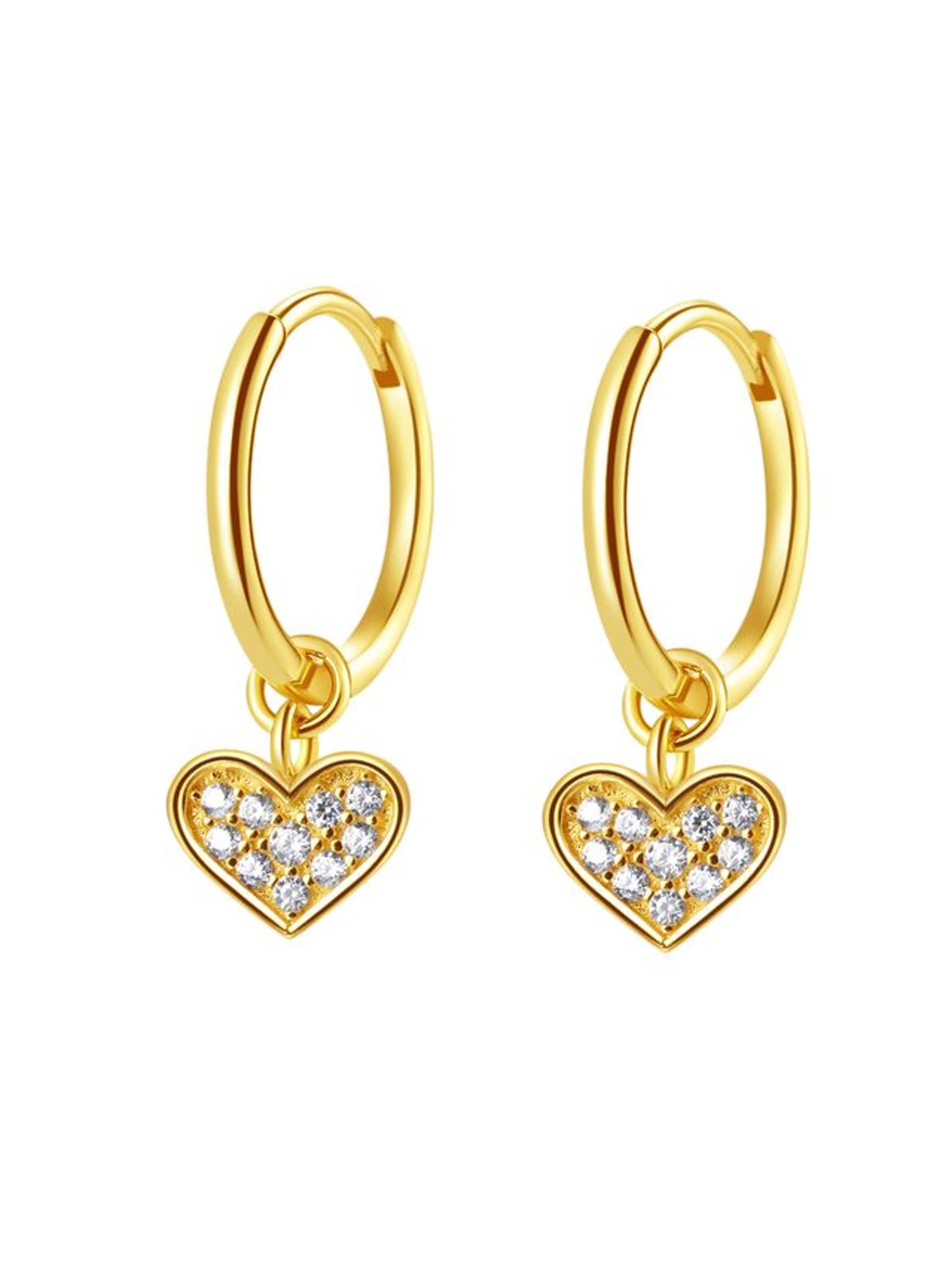 Orecchini 'Heart Whisper' di Hey Happiness in oro: frontale