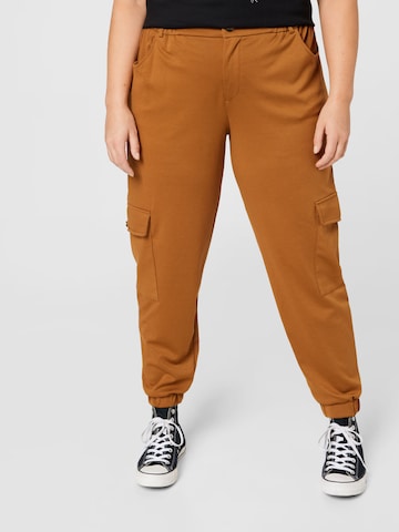 Zizzi Tapered Cargo Pants 'DAKOTA' in Brown: front