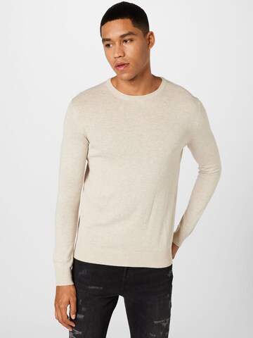 Pull-over 'JJEmil' JACK & JONES en beige : devant
