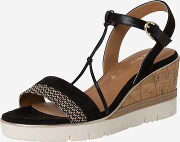 Sandales Tamaris en noir : devant