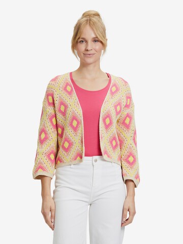 Cartoon Knit Cardigan in Beige: front