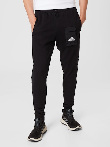 ADIDAS SPORTSWEAR Tapered Sportbroek in Zwart: voorkant