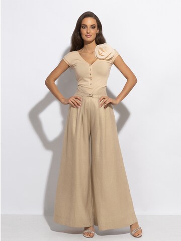 JIORO Wide leg Pants 'ESSENTIALS' in Beige