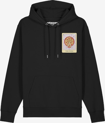 Felpa ' Tarot The Pizza ' di Watapparel in nero: frontale
