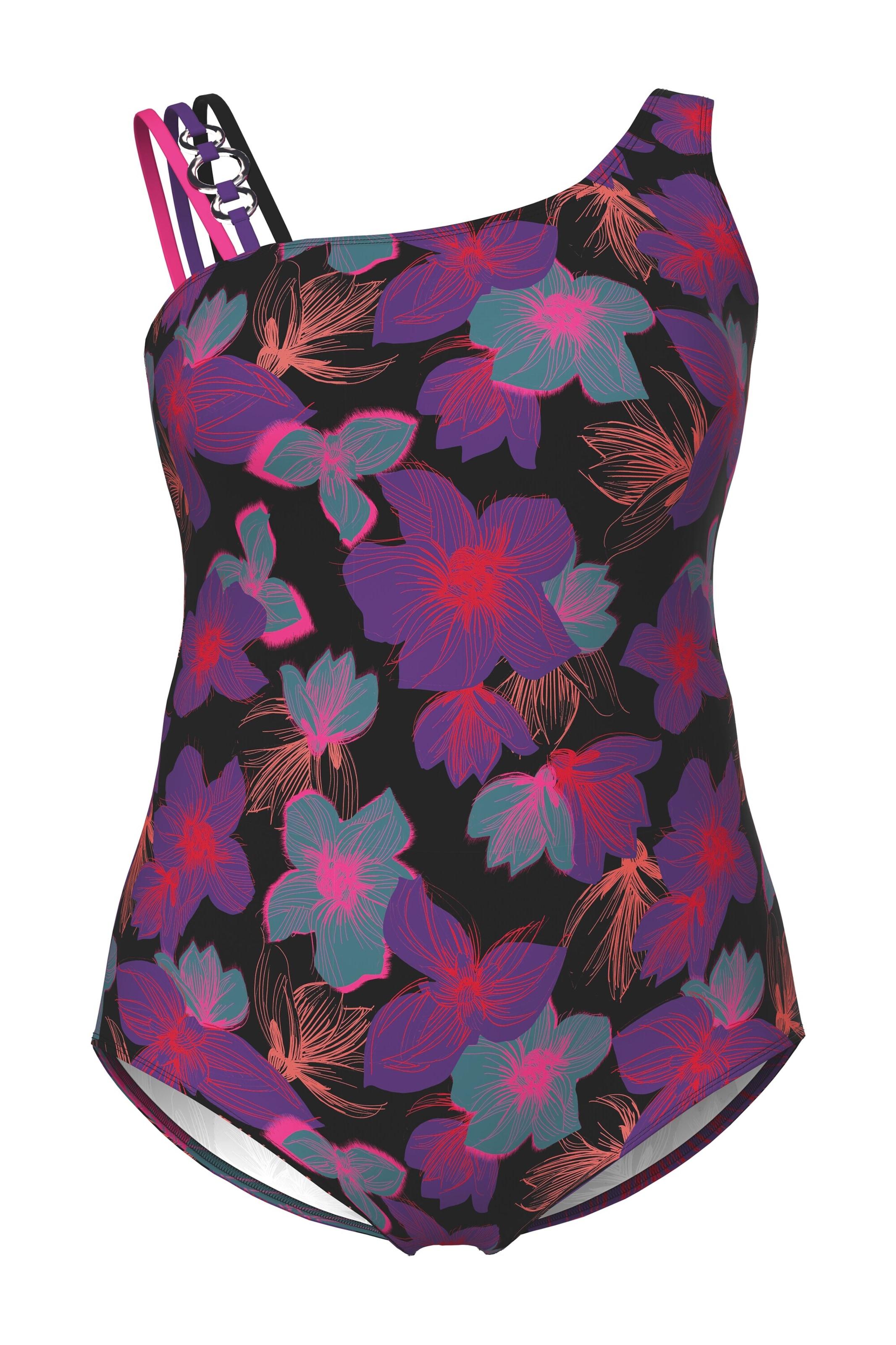 Ulla Popken Bustier Badeanzug in Schwarz: Vorderseite