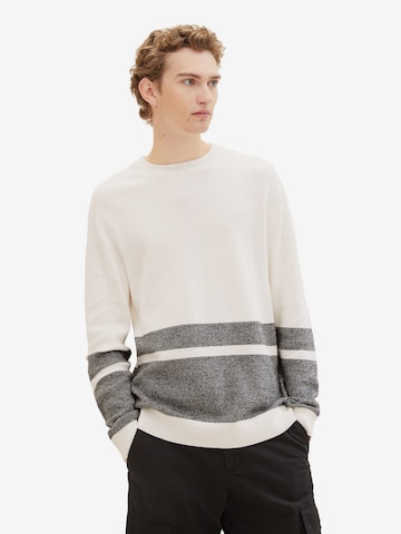 TOM TAILOR DENIM Pullover in Weiß